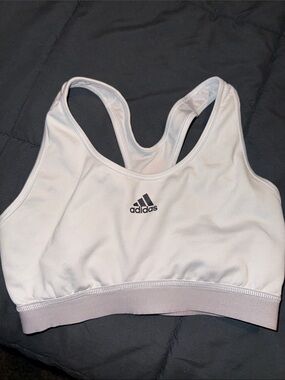 adidas white Racerback Sports Bra with Logo